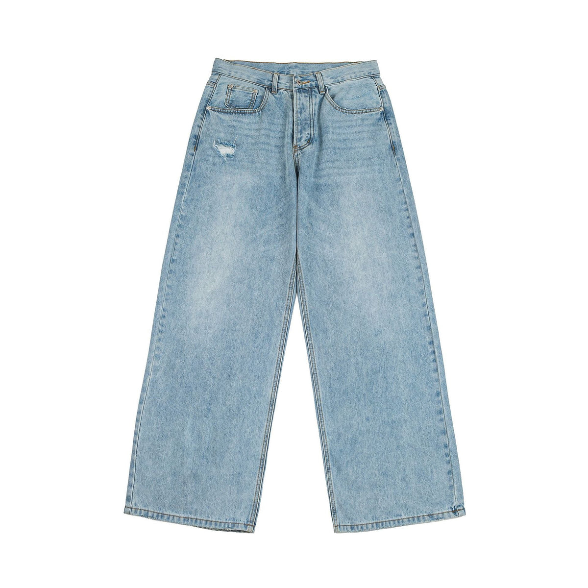 Washed Ripped Loose Straight Leg Casual Wide Leg Jeans for Women