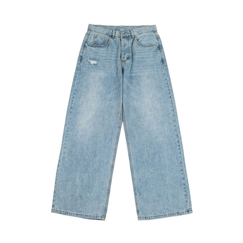 Washed Ripped Loose Straight Leg Casual Wide Leg Jeans for Women