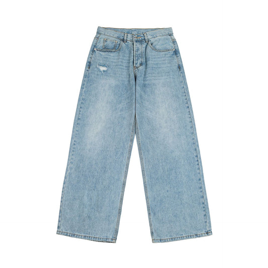Washed Ripped Loose Straight Leg Casual Wide Leg Jeans for Women
